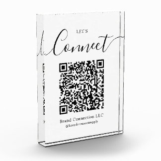 Let's Connect Custom QR Code Business Company Name Photo Block