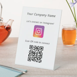 Let's Connect on Social Media QR code  Pedestal Sign