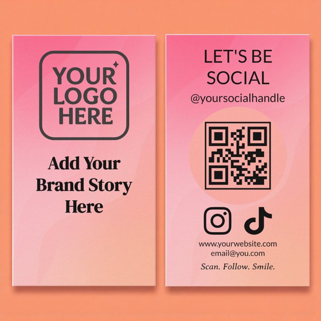 Let's Connect Social Media QR Code Business Card (Creator Uploaded)