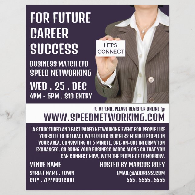 Let's Connect, Speed Networking Event Advertising Flyer (Front)