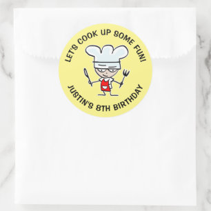 Let's cook up some fun kids cooking Birthday Classic Round Sticker