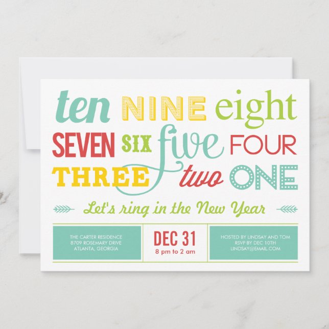 Let's Count Down New Year's Eve Party Invitation (Front)