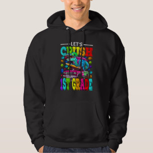 Let's Crush 1st Grade Monster Truck Dinosaur Boys Hoodie