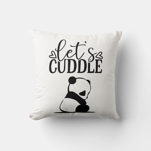 Let's cuddle quoted panda printed  cushion (Front)