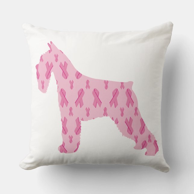 Lets Cure Cancer Ribbon Schnauzer Cushion (Front)