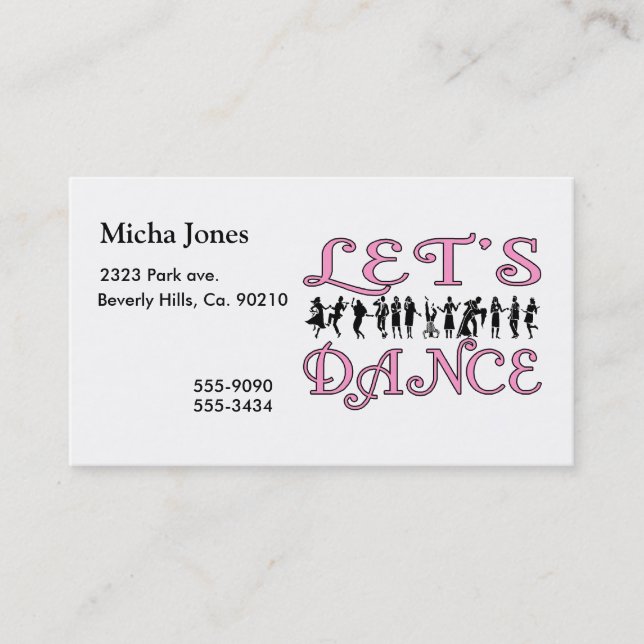Let's Dance Dancing Couples Business Card (Front)