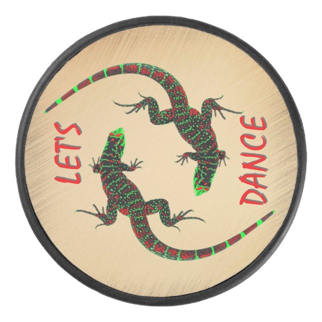 Lets Dance Yin Yang Lizards Hockey Puck (Front)