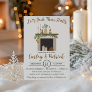 Let's Deck Their Halls, Holiday Bridal Shower Invitation