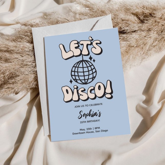 Let's Disco Birthday Party Blue Invitation (Creator Uploaded)