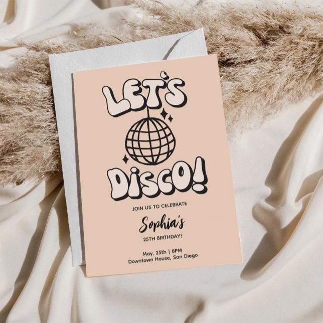 Let's Disco Birthday Party Cream Invitation (Creator Uploaded)