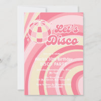 Let's Disco Groovy Wave Retro 70s Pink Birthday