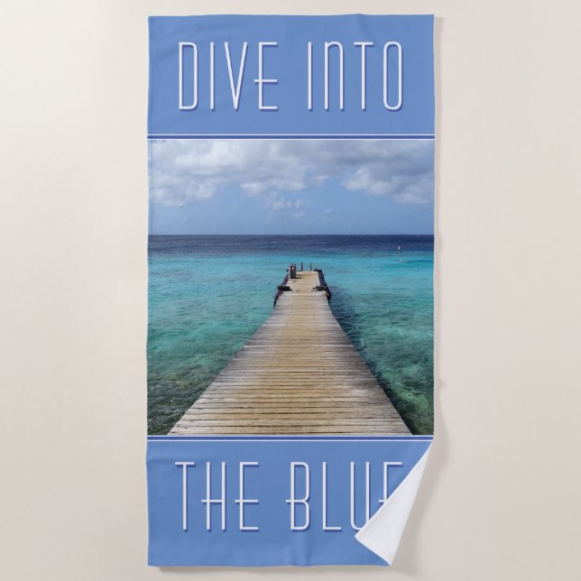 Let's dive into the Blue (customisable) Beach Towel (Front)
