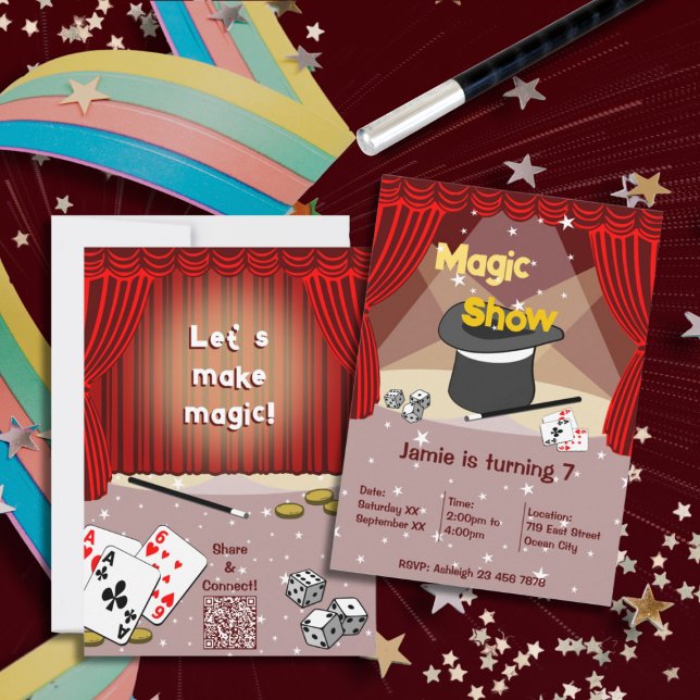Let's Do Magic Kids 7th Birthday Party Invitation  (Let's Do Magic Kids 7th Birthday Party Invitation)