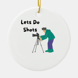 Lets Do Shots with a photographer Ceramic Tree Decoration