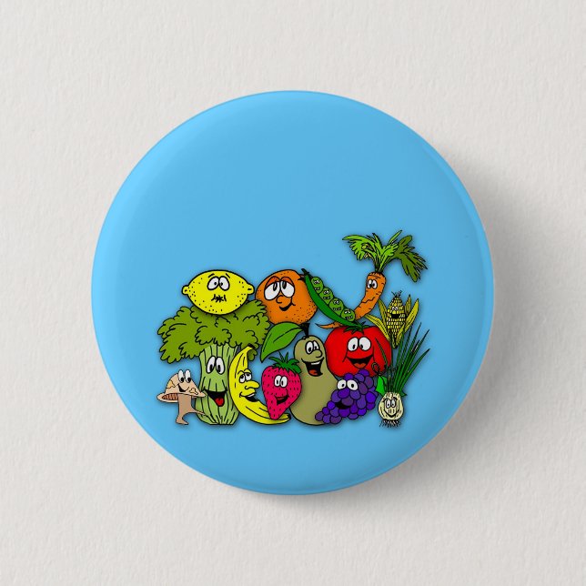 let's do the fruits 'n veggie dance 6 cm round badge (Front)