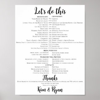 Let's Do This! - Simple Wedding Day Timeline Poster