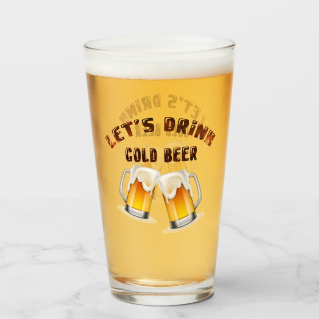 let's drink golden beer glass (Front Filled)