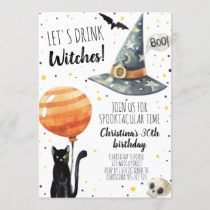 Let's drink Witches Halloween Adult Party Birthday Invitation