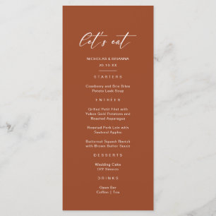 Let's Eat Boho Terracotta Wedding Menu