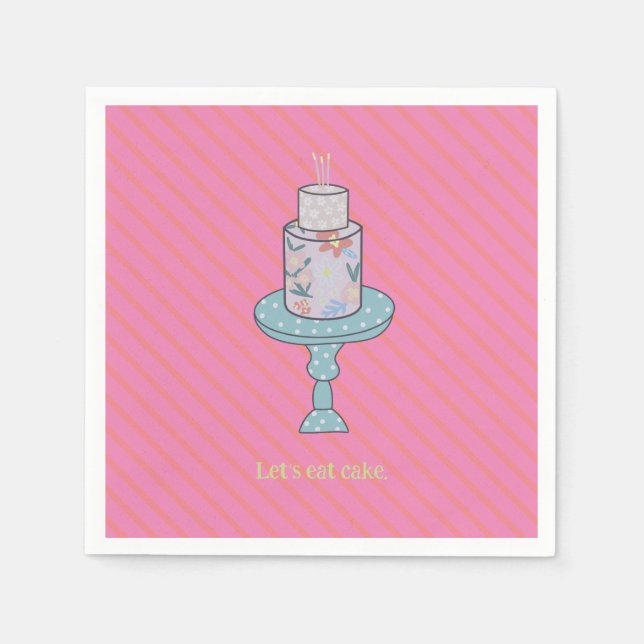 Lets Eat Cake Cute Party Napkin (Front)
