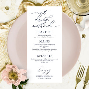 Let's Eat Chic Script Wedding Menu Card For Plate
