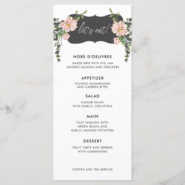 Let's Eat! | Desert Cactus Bloom 5 Course Wedding Menu (Front)