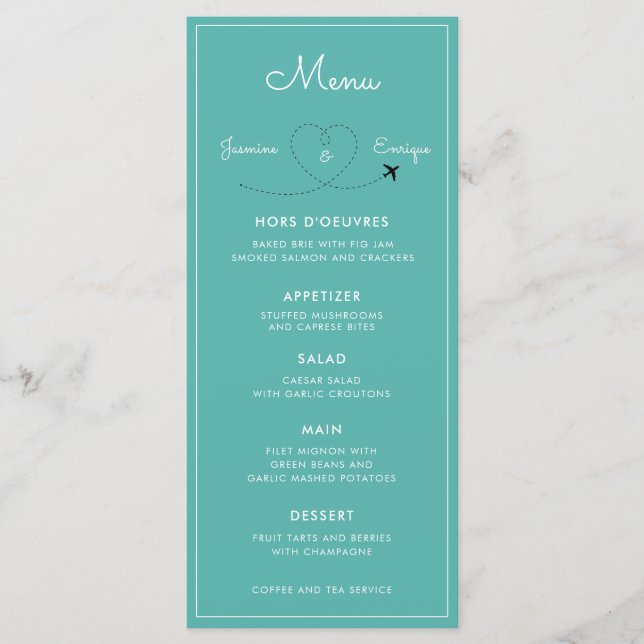 Let's Eat! | Destination Wedding 5 Course Wedding Menu (Front)
