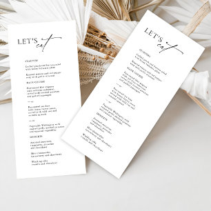"Let's Eat" Elegant Black & White Wedding Menu