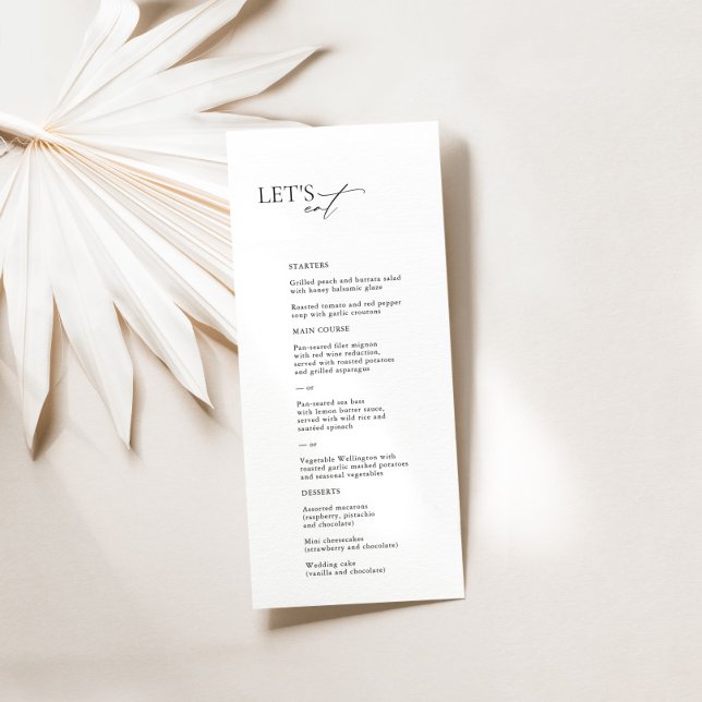 "Let's Eat" Elegant Black & White Wedding Menu ("Let's Eat" Elegant Black & White Wedding Menu)