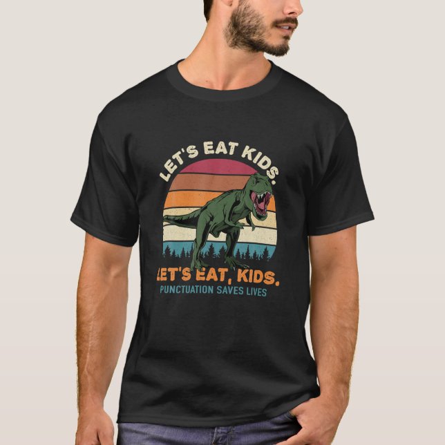 Let's Eat Kids English Teacher Student Dino Gramma T-Shirt (Front)