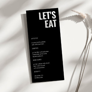 Let's Eat Modern Minimalist Black Weeding Menu