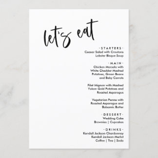 Let's Eat Wedding Menus