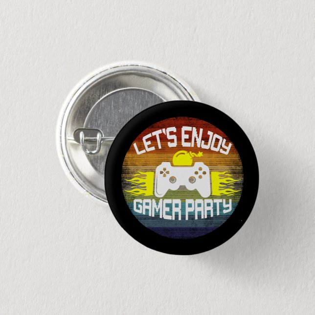 LET'S ENJOY GAMER PARTY - GAMING NERD 3 CM ROUND BADGE (Front & Back)