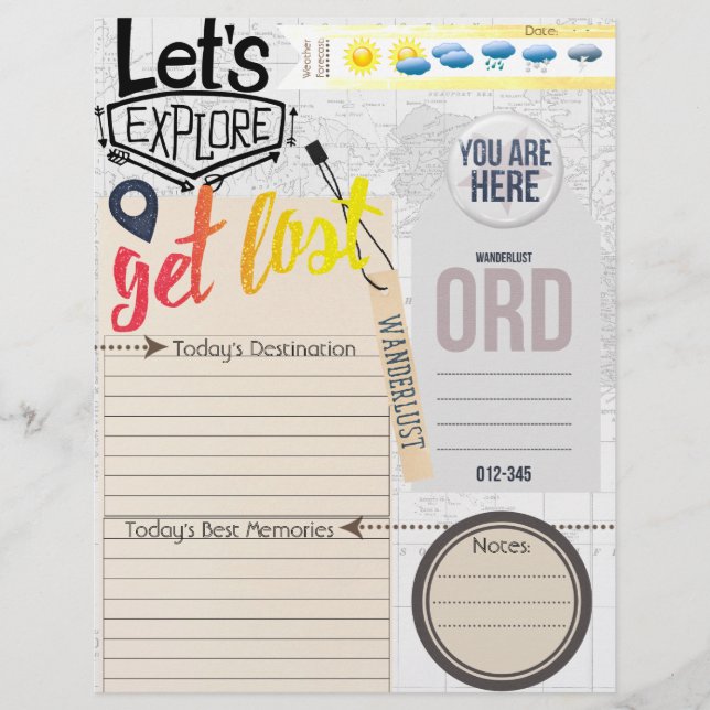 Let's Explore Travel Journal Insert (Front)