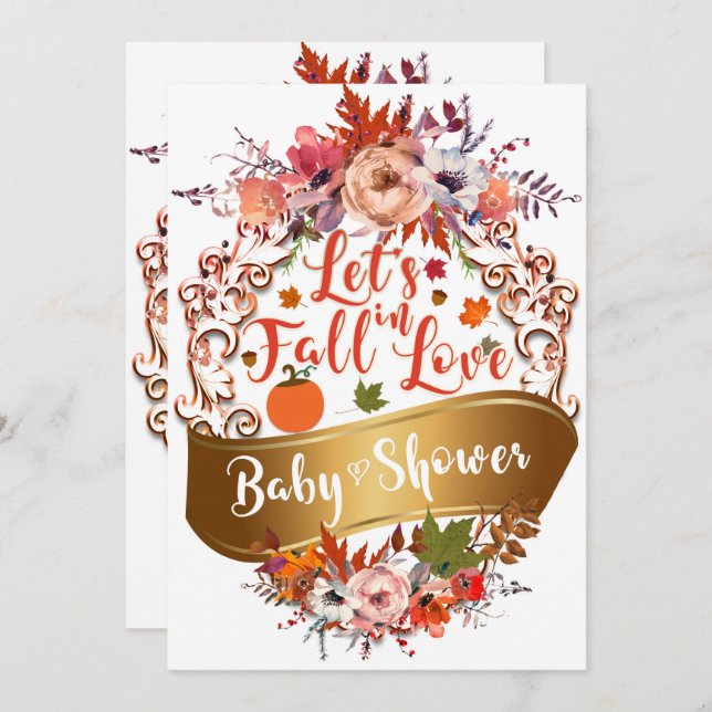 Let's Fall In Love Autumn Floral BABY SHOWER Invitation (Front/Back)