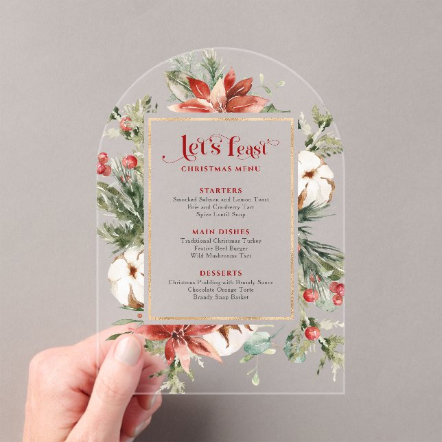 Let's Feast Christmas Menu Festive Christmas Frame Acrylic Invitations (Insitu (Handheld))