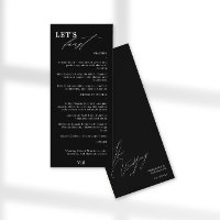 Let's Feast Modern Calligraphy Black Wedding Menu