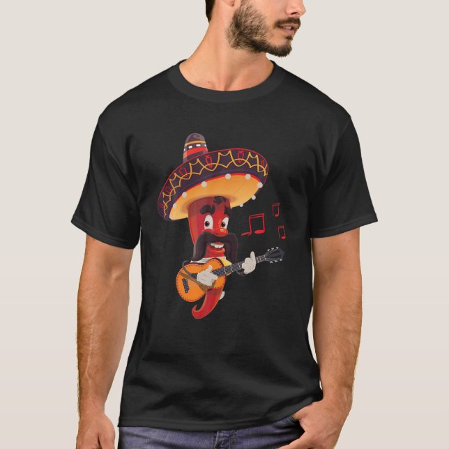 Let's Fiesta 5 De Mayo Viva Mexico Pepper Guitar T-Shirt (Front)