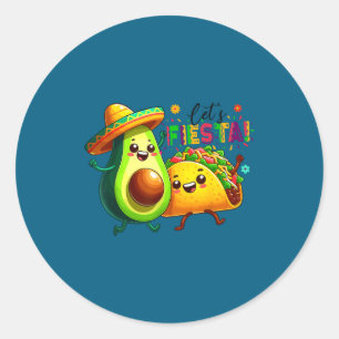 Let's fiesta avocado and tacos cinco de mayo classic round sticker