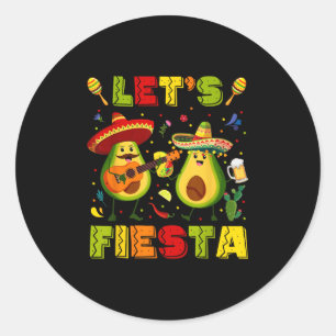 Lets Fiesta Avocado And Tacos Cinco De Mayo Men Wo Classic Round Sticker