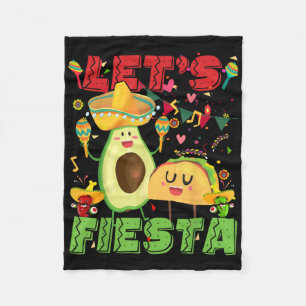 Lets Fiesta Avocado And Tacos Cinco De Mayo Mexica Fleece Blanket