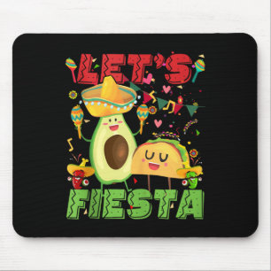 Lets Fiesta Avocado And Tacos Cinco De Mayo Mexica Mouse Pad