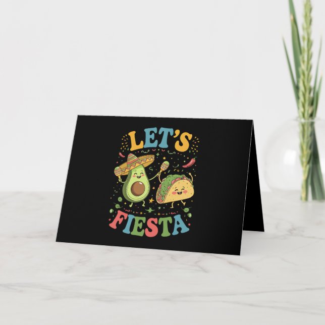 Let's Fiesta Avocado And Tacos Cinco De Mayo Thank You Card (Front)