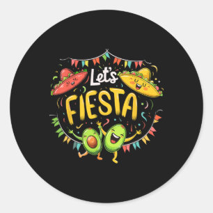 Let's Fiesta Avocado And Tacos Sombrero Cinco De M Classic Round Sticker