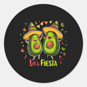 Let's Fiesta Avocado And Tacos Sombrero Cinco De M Classic Round Sticker
