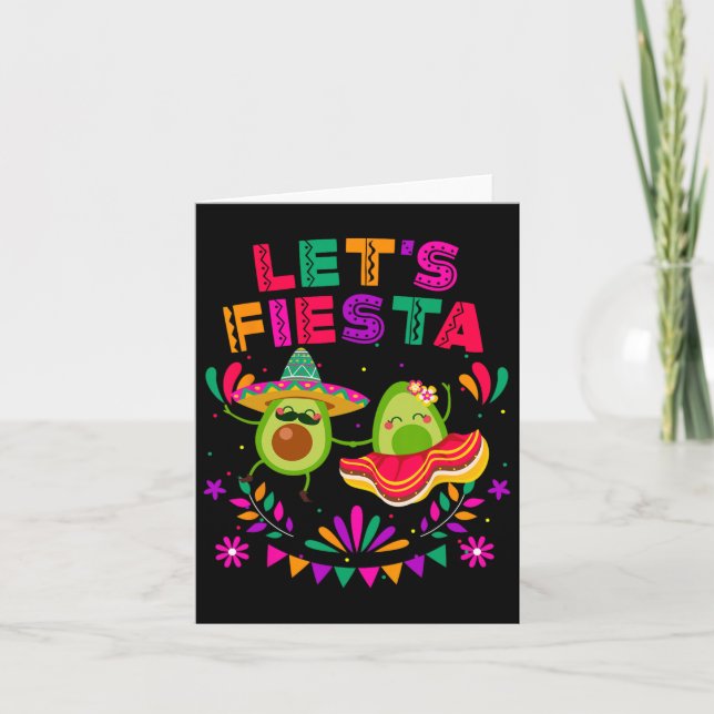 Let's Fiesta Avocado Dancing Cinco De Mayo Mexican Card (Front)