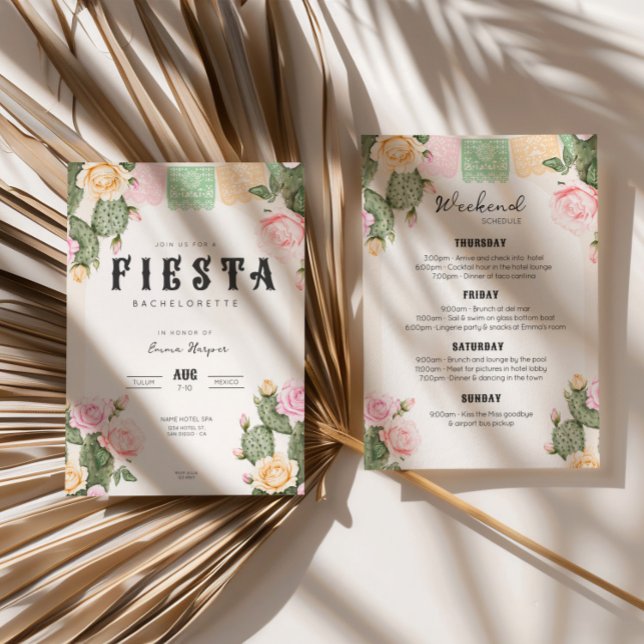 Let's Fiesta Bachelorette Weekend Itinerary Invite (Creator Uploaded)