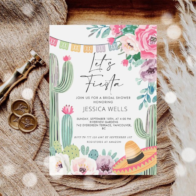 Let's Fiesta Cactus Bridal Shower  Invitation (Creator Uploaded)