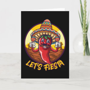 Let's Fiesta Chilli Sombrero Rattles Mexico Card