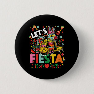 Let's Fiesta Cinco De Mayo Camisa Mexicana Hombre  6 Cm Round Badge